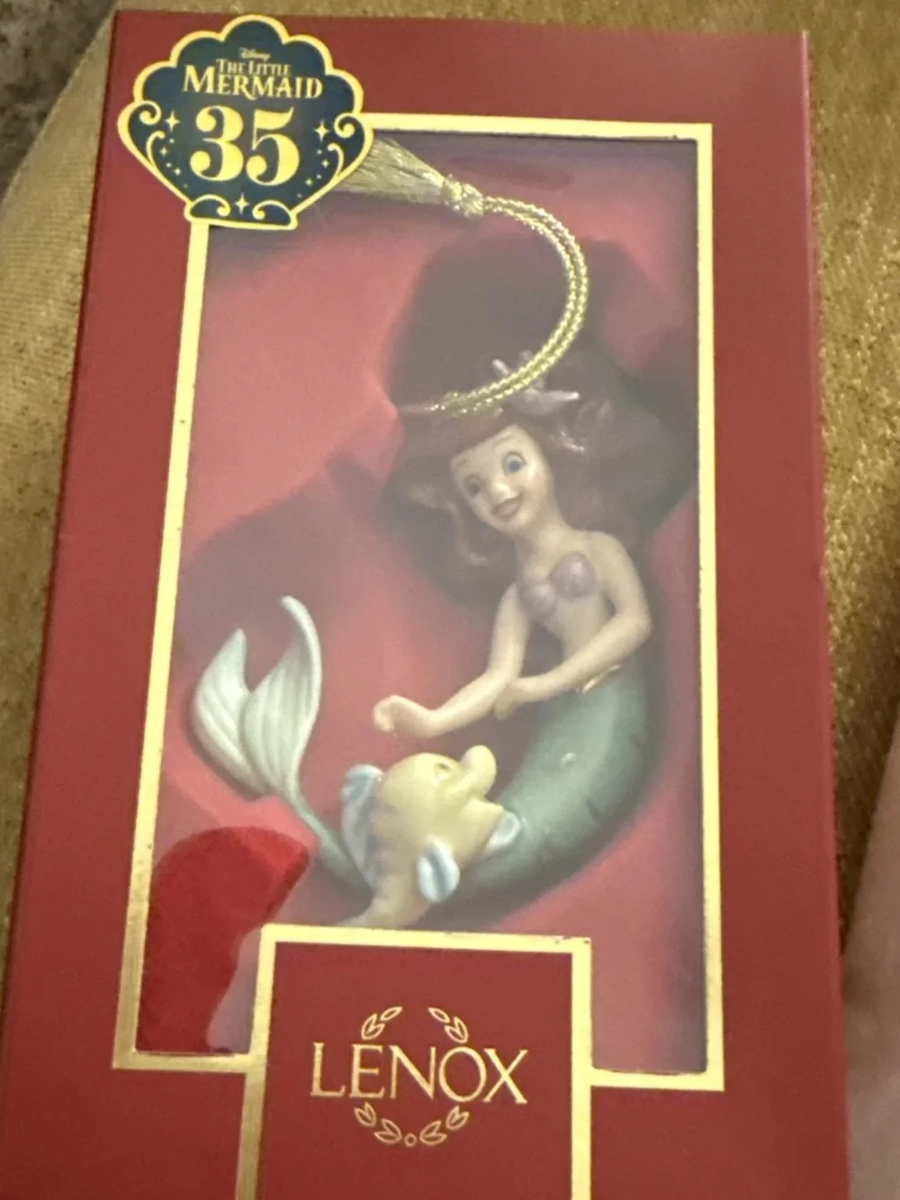 Lenox Ariel and Flounder Ornament in Green, Purple & Gold 35 anniversary